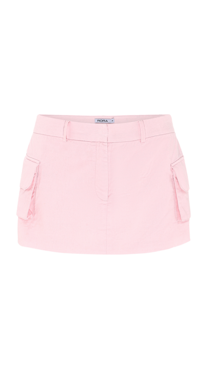 LINEN OFFBEAT SKIRT PINK