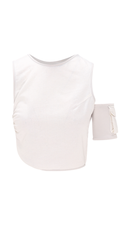 LINEN OFFBEAT TOP WHITE