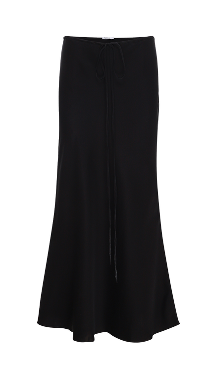 SILK LONG SKIRT BLACK