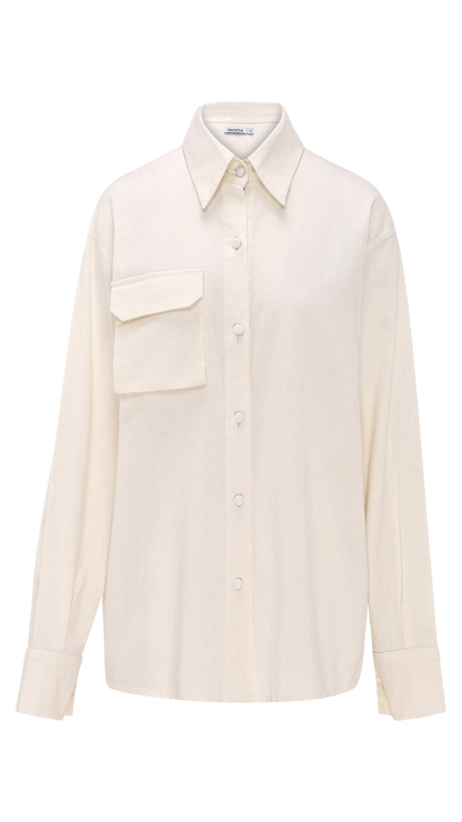 LINEN CARGO SHIRT WHITE