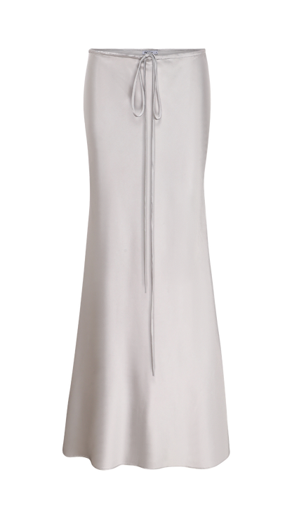 SILK LONG SKIRT SILVER