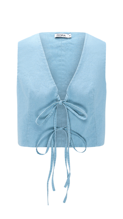 LINEN CAPRI VEST BLUE