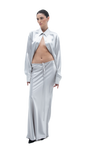 SILK LONG SKIRT SILVER