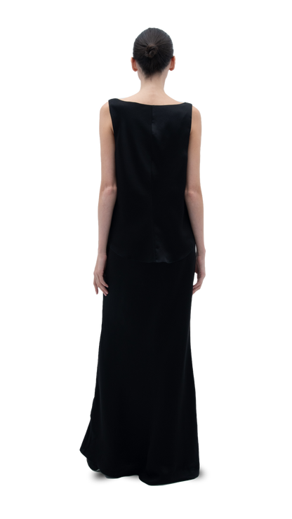 SILK LONG SKIRT BLACK