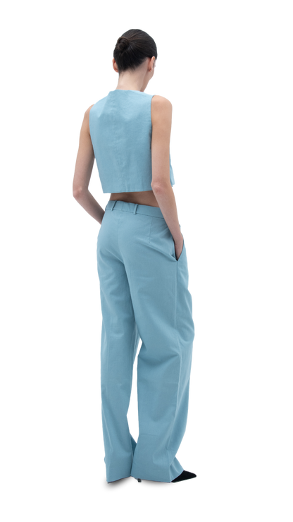 LINEN CAPRI VEST BLUE