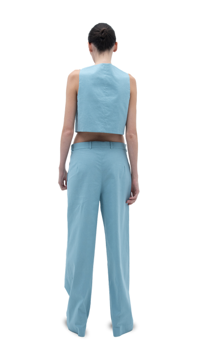 LINEN CAPRI VEST BLUE