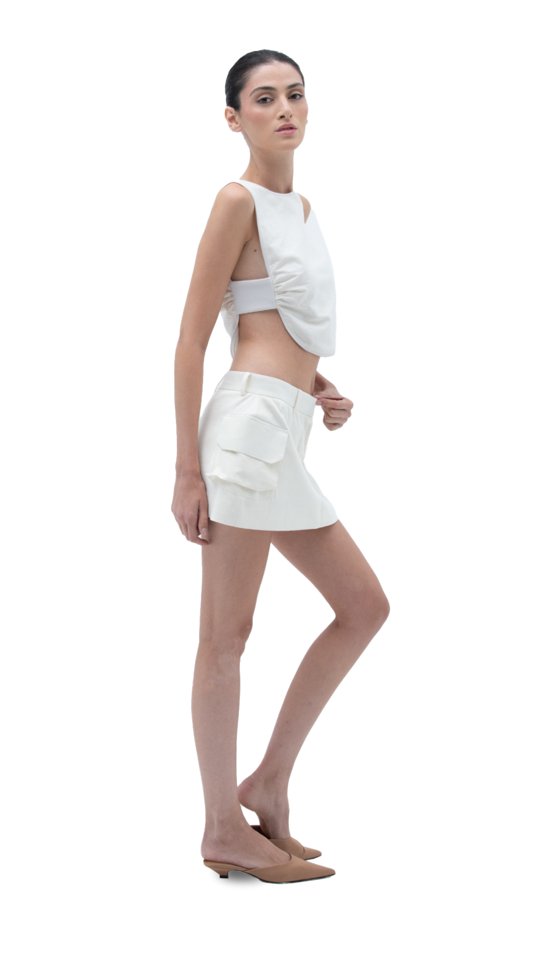 LINEN OFFBEAT TOP WHITE