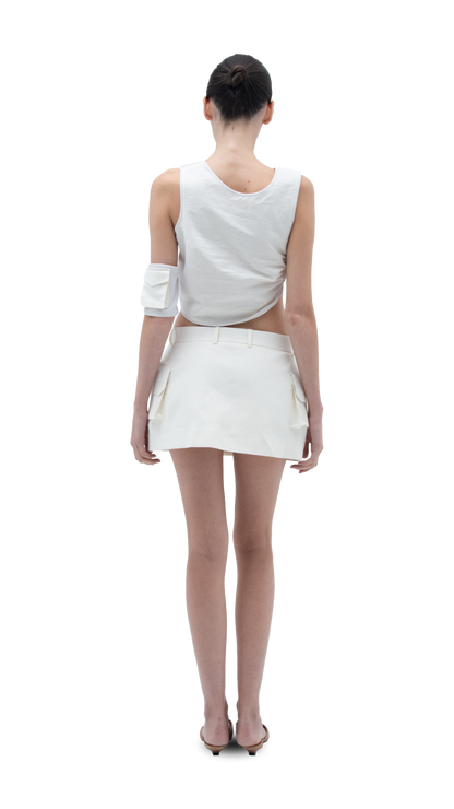 LINEN OFFBEAT TOP WHITE