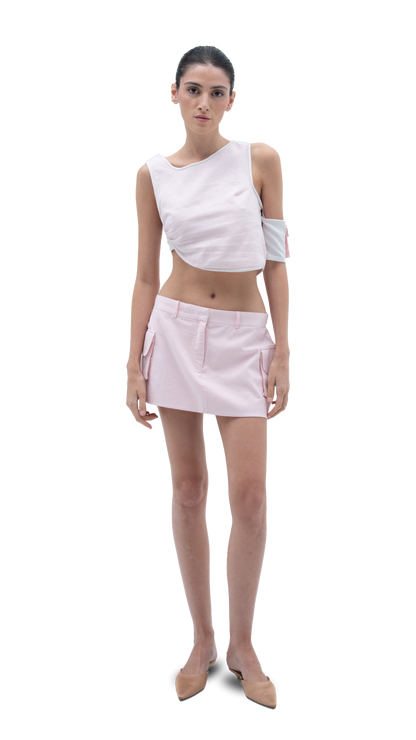 LINEN OFFBEAT SKIRT PINK