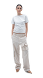 LINEN CARGO PANTS NUDE