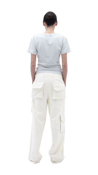 LINEN CARGO PANTS WHITE