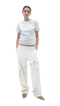 LINEN CARGO PANTS WHITE