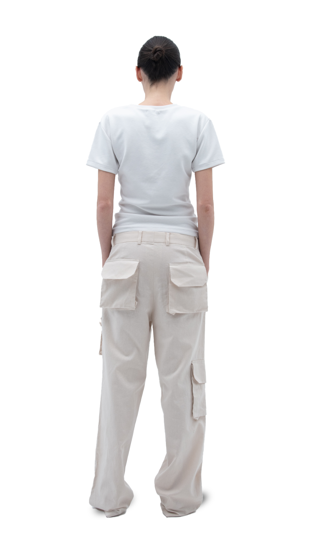 LINEN CARGO PANTS NUDE