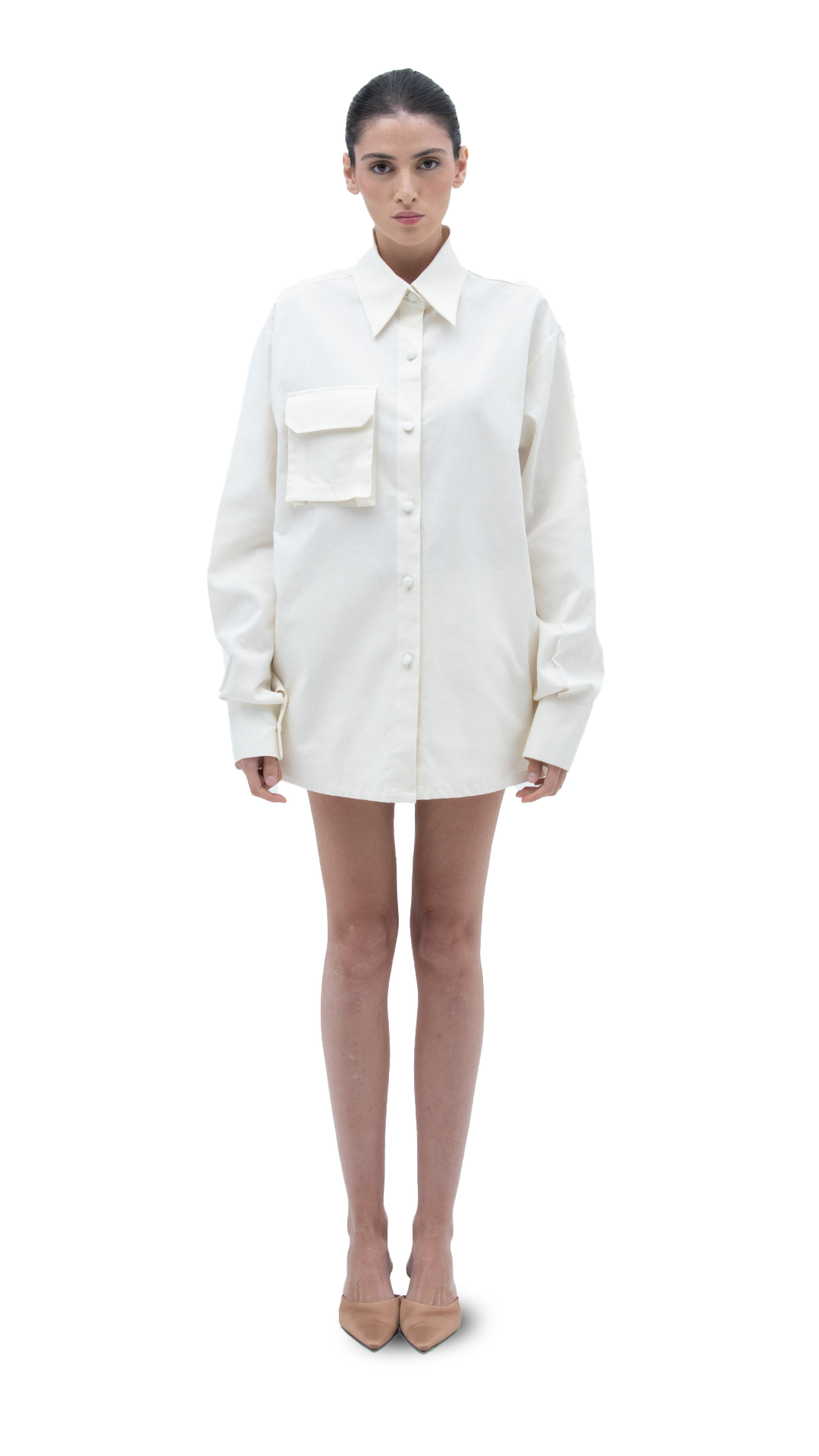 LINEN CARGO SHIRT WHITE