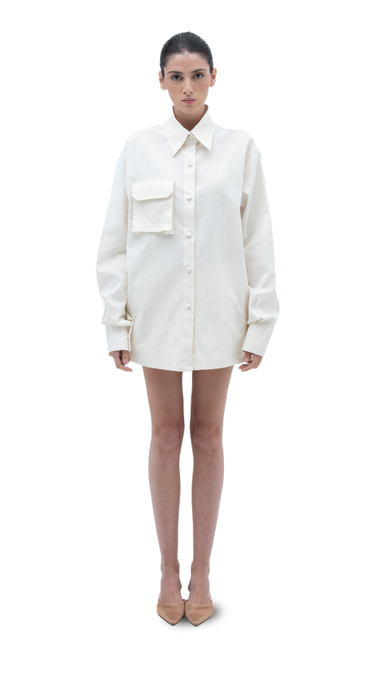 LINEN CARGO SHIRT WHITE