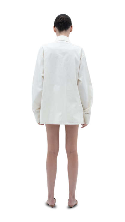 LINEN CARGO SHIRT WHITE