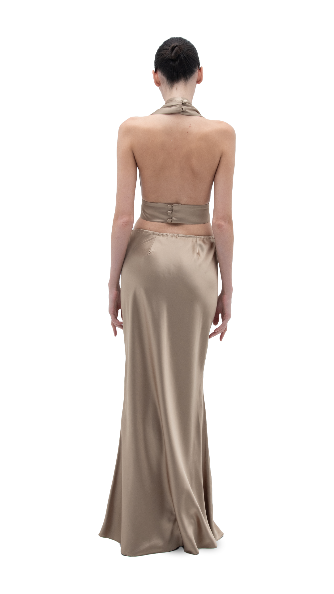 SILK LONG SKIRT GOLD