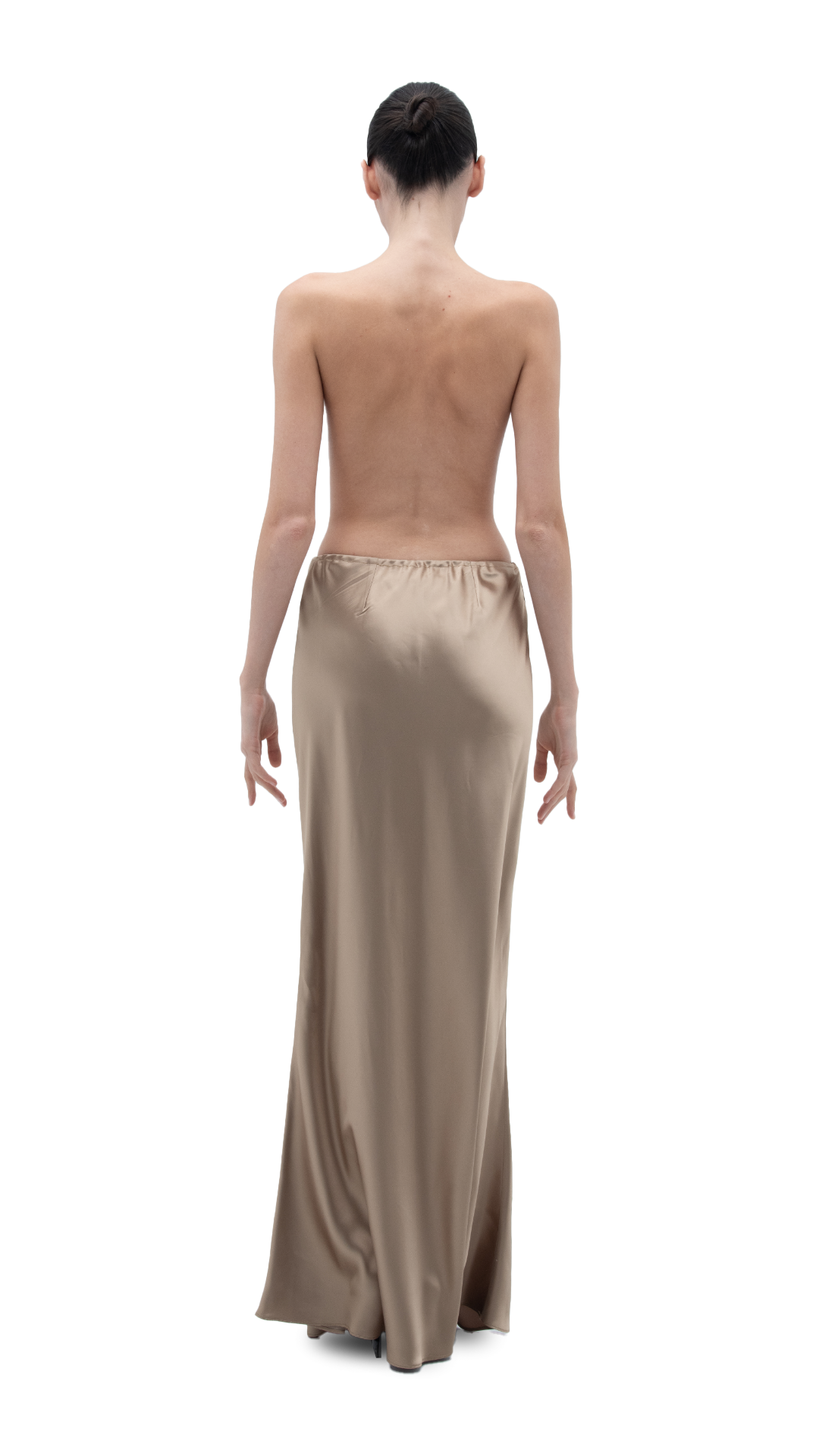 SILK LONG SKIRT GOLD