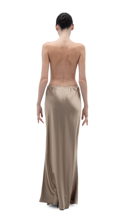 SILK LONG SKIRT GOLD